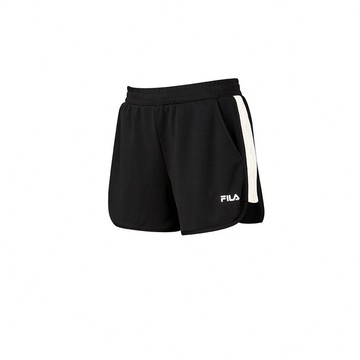 FILA 女針織織帶短褲-黑色 5SHA-1321-BK