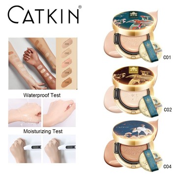 卡婷CATKIN粉底液頤和園聯名款气垫BB霜氣墊粉餅幹皮遮瑕化妝品彩妝粉撲中國風水润遮瑕底妝氣墊24g