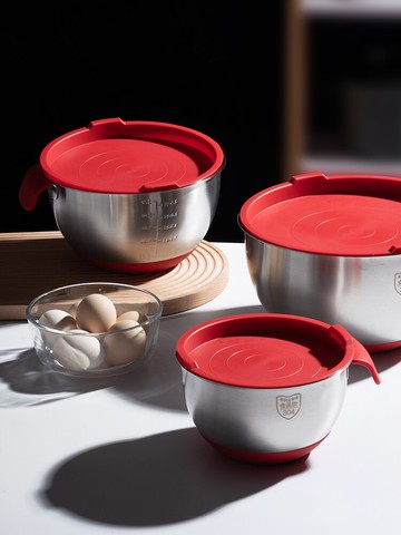 onlycook 家用加厚不銹鋼盆 廚房食品級烘焙打蛋盆和面盆帶蓋盆子