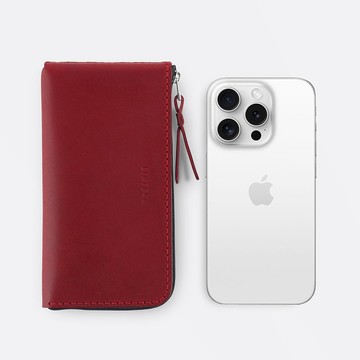iPhone 拉鏈手機皮套-- 酒紅色