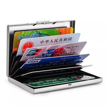臺灣出貨⚡2025新款防盜刷金屬卡包不銹鋼卡片包防消磁小巧卡盒卡套放身份證 E99Z