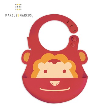 【MARCUS&MARCUS】動物樂園矽膠立體圍兜(紅獅子)