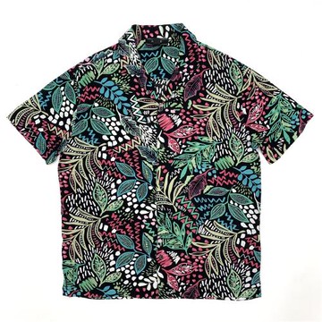 美式復古短袖花襯衫男古巴領棉印花日系夏季港風寬松休閑青年襯衣