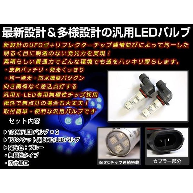 クラウン ロイヤル JZS17 後期 150W LEDバルブ HB4 青 ブルー 30000K ライト プロジェクター 12V/24V 車検対応  フォグランプ | LINEショッピング