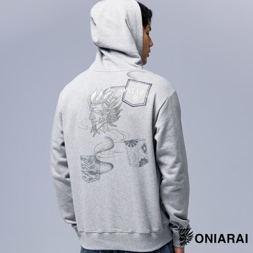 【秋冬新品買1送1】經典日式多口袋連帽長TEE(灰) - BLUE WAY 鬼洗い