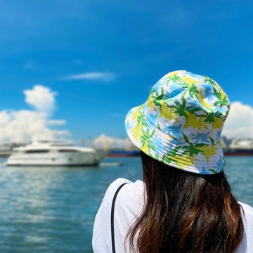 蕨配印花漁夫帽-南洋山蘇花|帽子 交換禮物 女 快速出貨 帽 新年