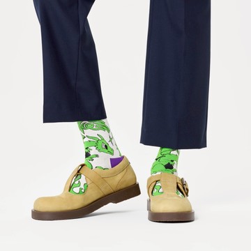 瑞典 HAPPY SOCKS  Animals系列-活力噴火龍 - 白綠-EU(41~46)