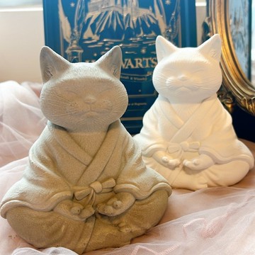 冥想貓咪 環保水泥擴香石擺飾
