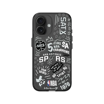 iPhone 16 Clear (相機按鈕) 酷墨灰 - NBA - 塗鴉系列-聖安東尼奧馬刺 San Antonio Spurs - Graffiti