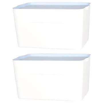 品屋 雅致桌面收納箱 可疊加附蓋 45L  小號(32 x 20.5 x 14cm)  藍色蓋子  2組