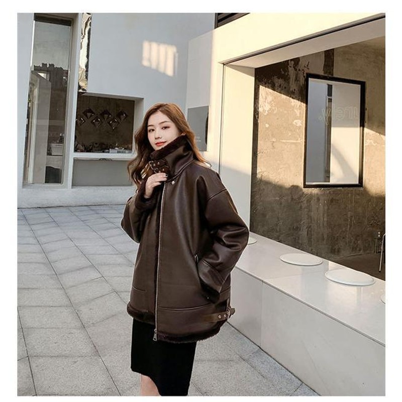 誕生日/お祝い ショート丈 ボアライダースジャケット om