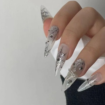 🎀台灣出貨🎀美甲穿戴手工制成品絕美暗黑黑色甲療可拆卸