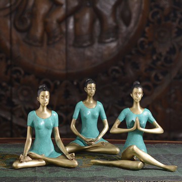 泰國銅質瑜伽美女擺件 酒店 桑拿會所軟裝 泰式風格辦公桌面擺設1入