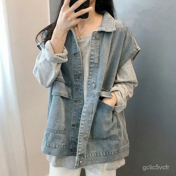 多色可選 微胖穿搭 牛仔馬甲女 馬甲女 大碼上衣 胖mm外套 寬鬆顯瘦馬甲 外套女 無袖坎肩外套 韓版牛仔馬甲