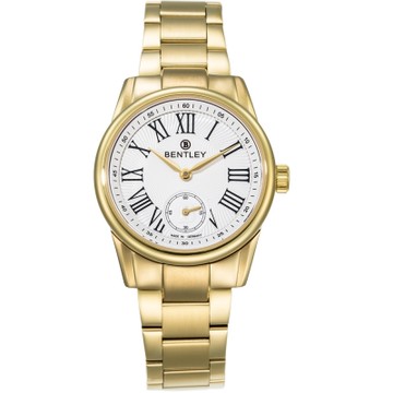 BENTLEY 賓利 Classic系列 典藏風範晶漾女錶-白x金/32mm
