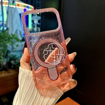 炫彩 鑲鑽支架 閃粉透色殼 適用 蘋果 iPhone 17 16 輕奢風 15 簡約 14 13 Pro max 手機殼