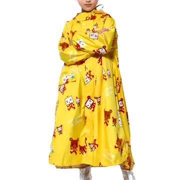 Fairrain 親子豆腐熊寶貝前開式雨衣 聚酯纖維防水布  豆腐人黃色系  XL號(衣長140cm)