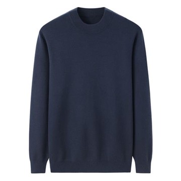 絨爵精紡秋冬大碼毛衫加厚保暖毛衣男半高領圓領寬松羊絨衫E1808