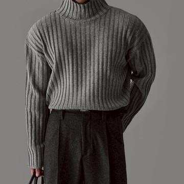 正韓高品質坑條羅紋高領落肩針織長袖上衣 4色 YUPPIE 預購商品 0126