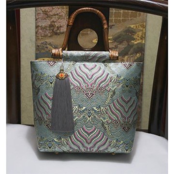 復古織錦流蘇民族風藤木手提國風旗袍中式單肩斜挎包女愿為蓮原創