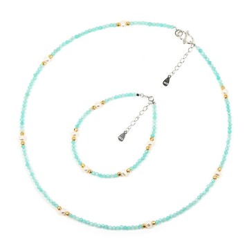 【正佳珠寶】天然淡水珍珠 極細天河石 珍珠項鍊 珍珠手鍊