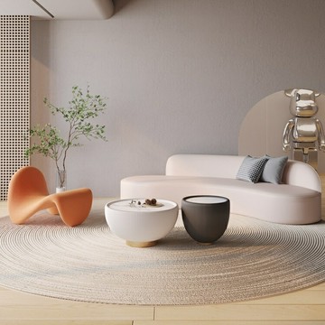 優樂悅~客廳小戶型現代簡約輕奢美容院接待弧形創意小沙發網紅奶油風新款