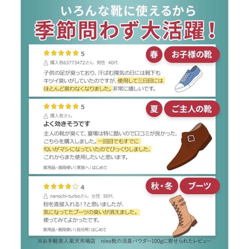 セール 靴 消臭 粉 nino ニーノ 靴消臭パウダー 100g シューズ 臭い 消す 靴箱 靴用消臭剤 臭い対策グッズ 効果 子供 日本製 |  LINEブランドカタログ