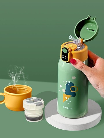 兒童保溫杯帶吸管316不銹鋼小學生上學專用水杯便攜男女可愛杯子