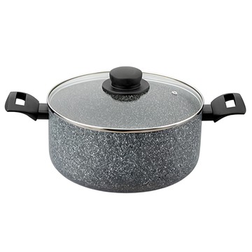 Domo Dolomiti 極致礦物不沾湯鍋 24CM  附蓋  1個  礦石黑