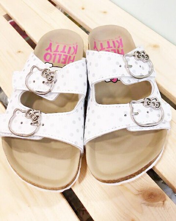 【震撼精品百貨】Hello Kitty 凱蒂貓 台灣製Hello kitty正版兒童勃肯拖鞋-點點白(15 22號) 震撼日式精品百貨