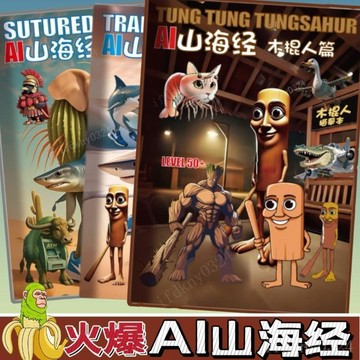 臺灣出貨 AI山海經描摹本 木棍人塗色本 通通哥畫本 海外山海經臨摹本 通通哥木棍人描摹本抽象鯊魚塗色本兒童簡筆畫本男