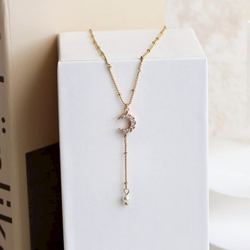 月亮珍珠Y字項鍊