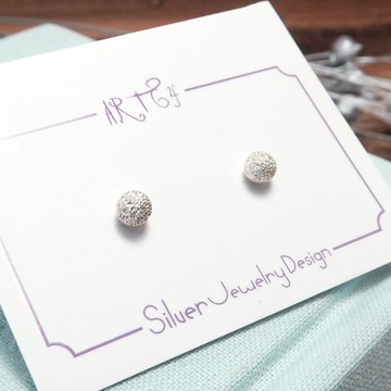 ART64 極簡銀珠耳環 4mm霧砂質感圓珠 925純銀針式耳環 養耳棒 養耳針 抗敏耳環