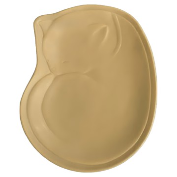 佐和陶瓷 貓型 日本製陶瓷  17.5 x 14.5 x 1.5cm  奶黃色  1個