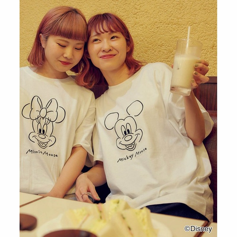 Mono Mart Timecapsule Disney 顔刺繍 ミッキー ミニー コットン半袖tシャツ Women トップス Tシャツ カットソー 通販 Lineポイント最大0 5 Get Lineショッピング