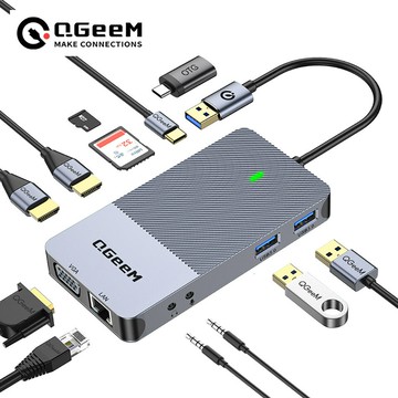 擴展塢 USB-C 多功能筆電擴展底座 HDMI 11合1擴展塢DisplayLink三顯USB Type-C集線器帶音頻網線讀卡器