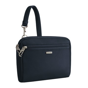 TRAVELON 美國 Classic 3層防盜斜背腰包(午夜藍) / RFID小包 側背包 斜背包 背帶包 防割防搶