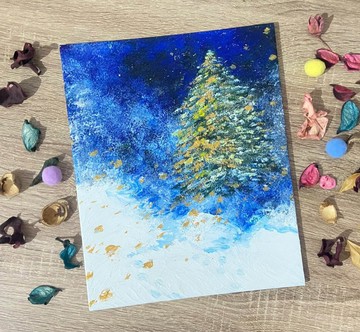 銀色耶誕 壓克力原創作品 (3F 27X22cm)