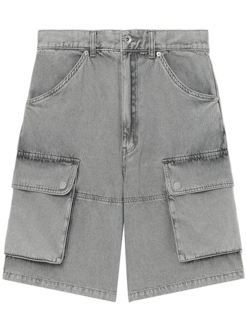 FIVE CM - wide-leg cargo denim shorts - men - Cotton/Cellulose Acetate - 30 - Grey