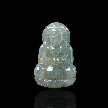 冰種飄綠翡翠觀音菩薩項鍊 | 天然緬甸玉翡翠A貨 | 送禮