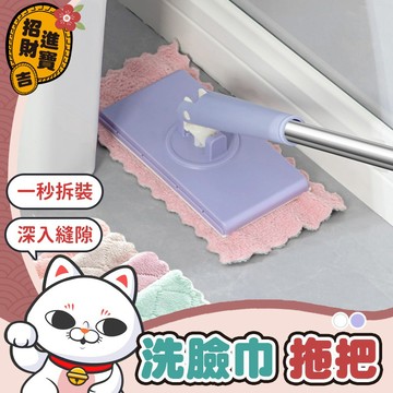 [一秒拆裝] 洗臉巾拖把 小拖把 免手洗拖把 懶人拖把 浴室拖把 地板拖 平板拖把 拖把地板清潔 乾濕拖把 免洗拖把
