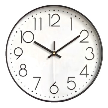 靜音掛鐘 直徑29cm 塑料+玻璃材質 噴漆玫瑰金  黑框白底  1個