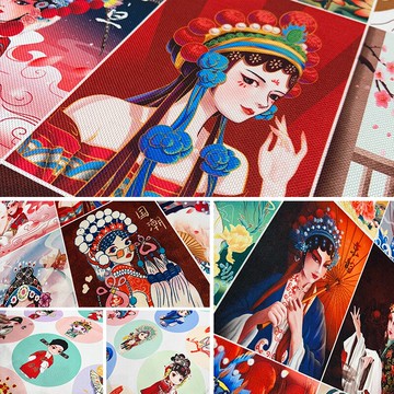 手工diy布料做包麻布手感軟硬適中國風 敦煌飛天/京劇畫布/萌版系