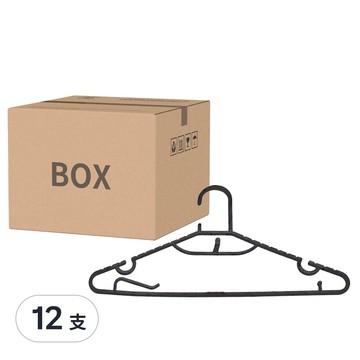 撥撥的架子 防滑曬衣架 1包（12支）  40.5 x 21cm  黑色