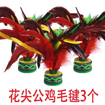 免運！【三支裝】彩色鷄毛毽子耐踢雙層牛筋底 毽球訓練比賽大花毽
