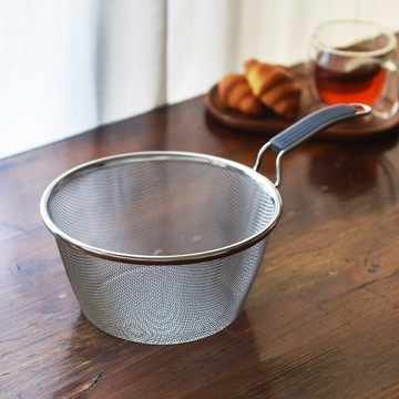 日本相澤工房 AIZAWA 日本製18-8不鏽鋼過濾網勺(附矽膠握柄)