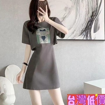 悅裳💎台灣免運💎韓版腰部鏤空連衣裙 小個子裙 露腰連身裙 短袖T恤裙 連身裙 洋裝 裙裝 短袖裙 短袖上衣 短袖t恤