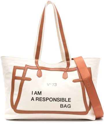 V°73 - Responsibility Must canvas shoulder bag - women - Polyurethane/Cotton/Polyester - One Size - Neutrals