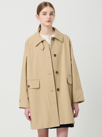 Classic Minimal Balmacaan Trench Coat [Beige] (BE_C251MSJ103)