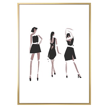 貓步 Catwalk 時尚穿搭女性畫作  50 x 70cm  金色